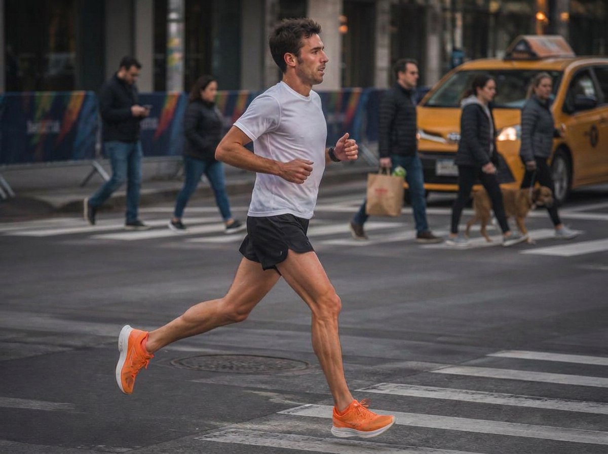 Marathon runner on a New York City street at ARCO Podiatry